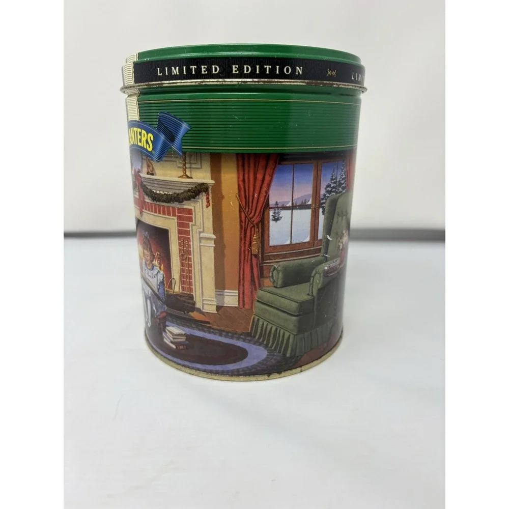Vintage Planters Peanuts Nuts Green Tin 1997 Limited Edition Peanut Man Holiday